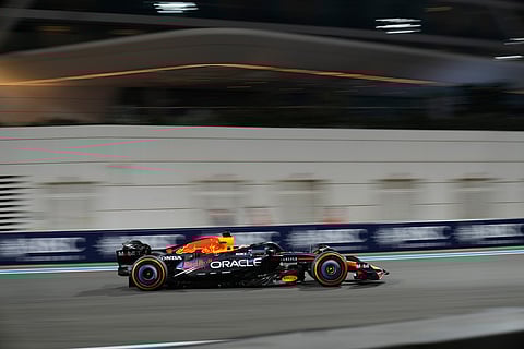 Red Bull driver Max Verstappen of the Netherlands in action during the second practice for the he Abu Dhabi Formula One Grand Prix in Abu Dhabi, United Arab Emirates.