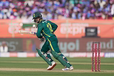 South Africa's Quinton de Kock plays a shot during the third One Day International cricket match between India and South Africa in Visakhapatnam.