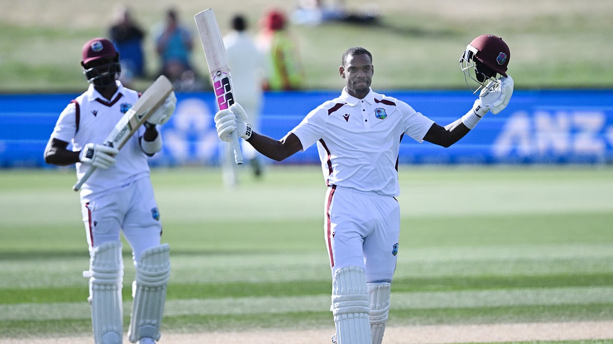 Justin Greaves (R) and Kemar Roach (L) stitched a vital partnership to help West Indies snatch a memorable draw. - Andrew Cornaga/Photosport via AP