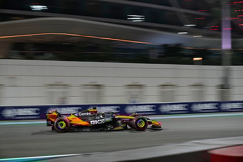 McLaren driver Oscar Piastri of Australia in action during the second practice for the he Abu Dhabi Formula One Grand Prix in Abu Dhabi, United Arab Emirates.