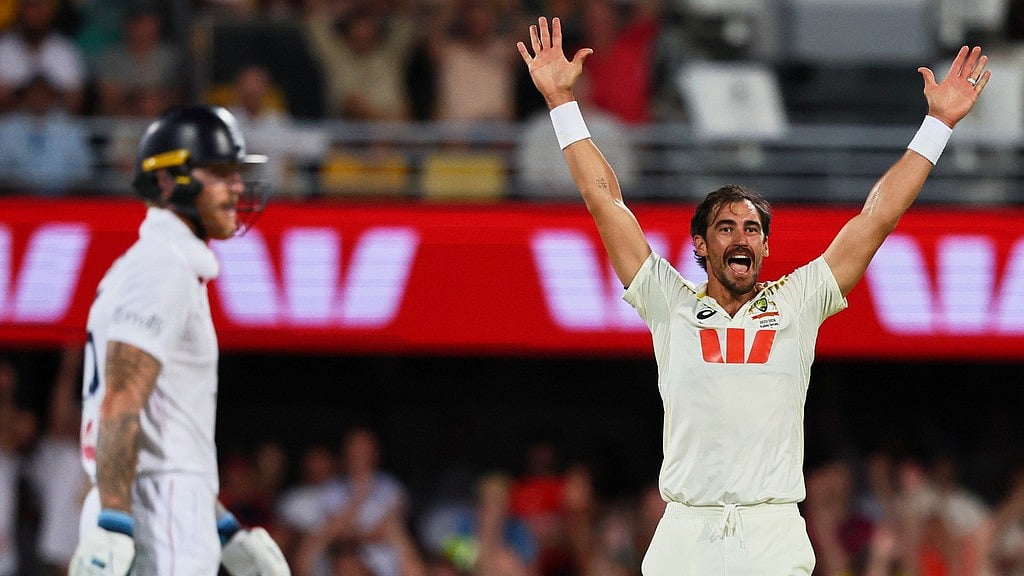 AUS Vs ENG Highlights, 2nd Ashes Test Day 3: Australia's Mitchell Starc appeals unsuccessfully for the wicket of England's captain Ben Stokes in Brisbane. - AP