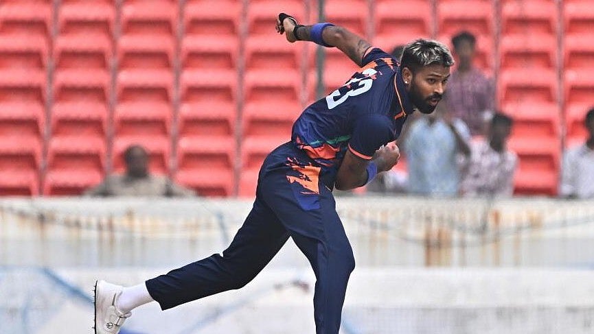 SMAT 2025: Hardik Pandya in action for Baroda. - X