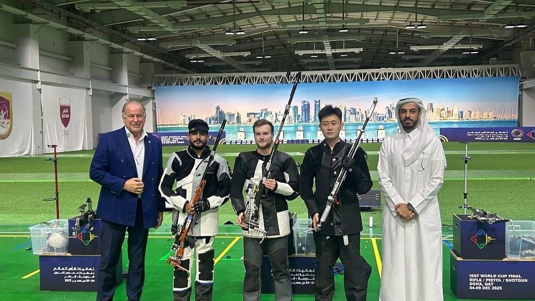 Aishwary Pratap Singh Tomar Posing After Winning Silver At ISSF World Cup 2025 iIn Doha - Instagram/NRAI