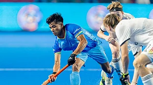 Photo: Hockey India : India Vs Germany Highlights, FIH Junior Hockey World Cup Semi-Final: Action from the first half in Chennai.