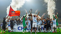 AIFF : FC Goa celebrate with the AIFF Super Cup Trophy after beating East Bengal in the final.