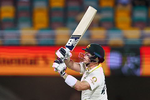 Australia's captain Steve Smith plays a shot during the second Ashes cricket test match between Australia and England in Brisbane.