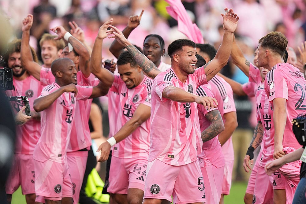 Inter Miami players celebrate after winning the MLS Cup final soccer match 