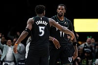 NBA: Naz Reid's Go-Ahead 3-Pointer Helps Minnesota Timberwolves Pip Los Angeles Clippers 109-106
| Photo: AP/Matt Krohn : Minnesota Timberwolves center Naz Reid, right, celebrates after a go-ahead 3-point basket with guard Anthony Edwards (5) during the second half of an NBA basketball game against the Los Angeles Clippers in Minneapolis.