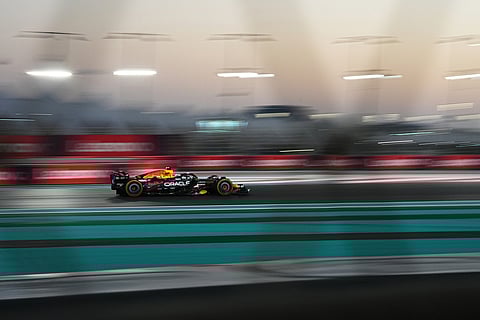 Red Bull driver Max Verstappen of the Netherlands steers his car during the Formula One Abu Dhabi Grand Prix at the Yas Marina Circuit in Abu Dhabi, UAE.