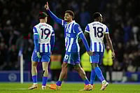 Brighton 1-1 West Ham, English Premier League: Georginio Rutter Equaliser Salvages Home Draw | Photo: Gareth Fuller/PA via AP : Brighton and Hove Albion's Georginio Rutter, centre, celebrates after scoring his sides first goal during the English Premier League soccer match between Brighton and Hove Albion v West Ham United, in Brighton, England.