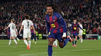 Barcelona 2-1 Eintracht Frankfurt: Kounde Double Boosts Flick's Knockout-stage Push Barcelona's Jules Kounde celebrates after scoring during the UEFA Champions League match against Eintracht Frankfurt.