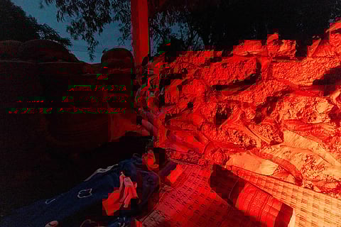 Thai people, who fled clashes between Thai and Cambodian soldiers, takes shelter in Buriram province, Thailand.