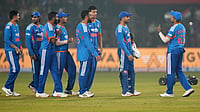 AP : India's captain Suryakumar Yadav, right, with teammates celebrates after winning the first T20I against South Africa in Cuttack.
