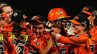 X/Perth Scorchers : Perth Scorchers celebrate their win over Melbourne Stars in the Women's Big Bash League 2025 Knockout.