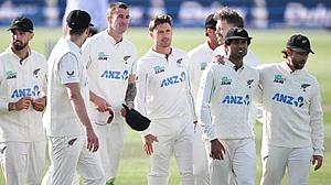 | Photo: AP/Andrew Cornaga : New Zealand players walk off at the end of Day 5 of their Test match against the West Indies in Christchurch on December 6, 2025.