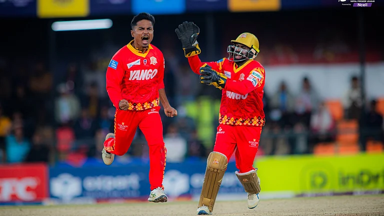 Lumbini Lions pipped Kathmandu Gorkhas by 4 wickets in the Eliminator match of Nepal Premier League 2025 t the Tribhuvan University Ground. - X/Nepal Premier League