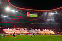 | Photo: AP/Matthias Schrader : Fans light flares during the Champions League opening phase soccer match between FC Bayern Munich and Sporting CP in Munich, Germany.