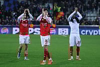 Club Brugge 0-3 Arsenal, Champions League: Madueke Brace Sees Gunners Continue Unbeaten Run | Photo: AP/Omar Havana : Arsenal players celebrate their win during the Champions League opening phase soccer match between Club Brugge and Arsenal in Bruges, Belgium.