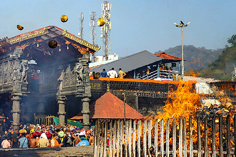In this image received on Dec. 11, 2025, Devotees throng at the Sabarimala temple, in Pathanamthitta.