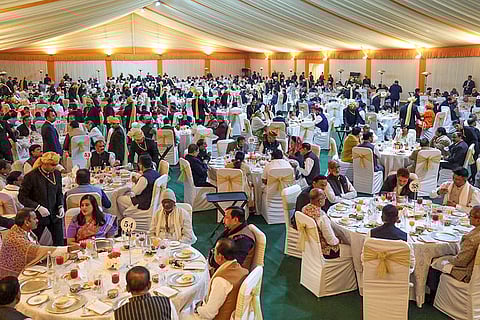 MPs belonging to National Democratic Alliance (NDA) constituents during a dinner hosted by Prime Minister Narendra Modi in New Delhi. 