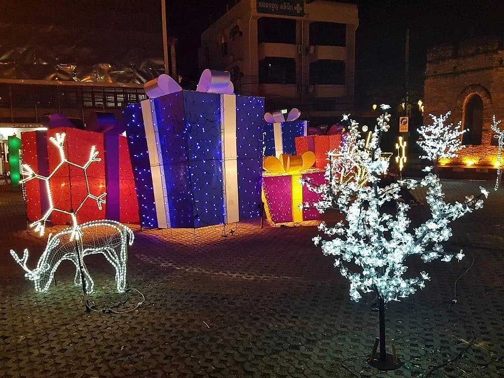 Christmas decorations at night