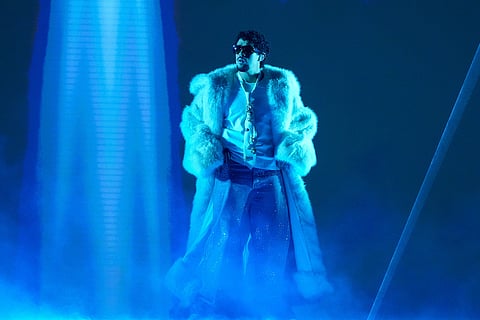 Bad Bunny performs during the iHeartRadio Music Awards at the Dolby Theatre in Los Angeles, March 17, 2025. 