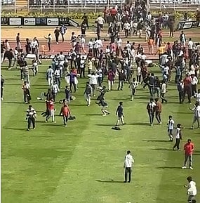 Chaotic scenes ensue at the Salt Lake Stadium.