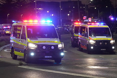 Ambulances move around at Bondi Beach after a reported shooting in Sydney.