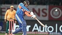 India Vs South Africa Live Cricket Score, 3rd T20I: Gill, Abhishek Provide Blazing Start, IND Move To 32-0 (2) (AP Photo/Ashwini Bhatia) : India's Abhishek Sharma plays a shot during the third T20 cricket match between India and South Africa in Dharamshala, India, Sunday, Dec. 14, 2025
