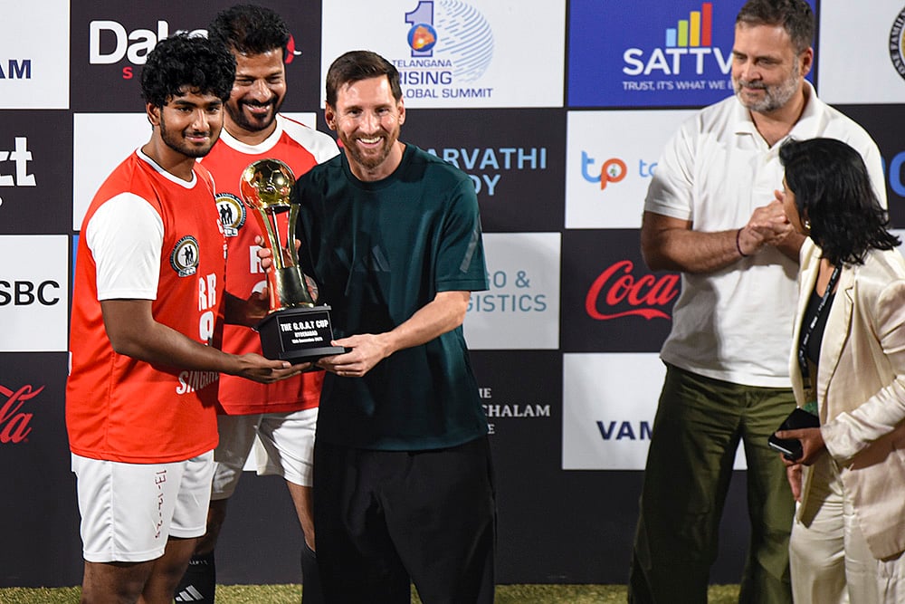 GOAT India Tour 2025 Argentine footballer Lionel Messi in Hyderabad-