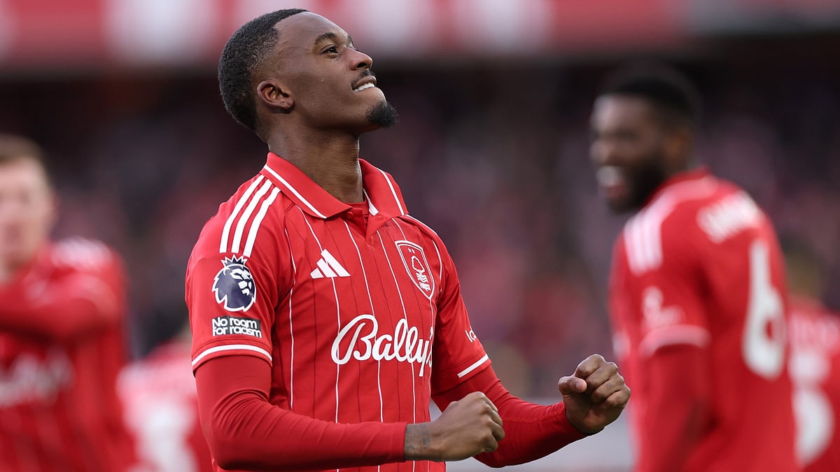 Callum Hudson-Odoi celebrates scoring his second as Nottingham Forest defeat Tottenham 3-0. - Opta