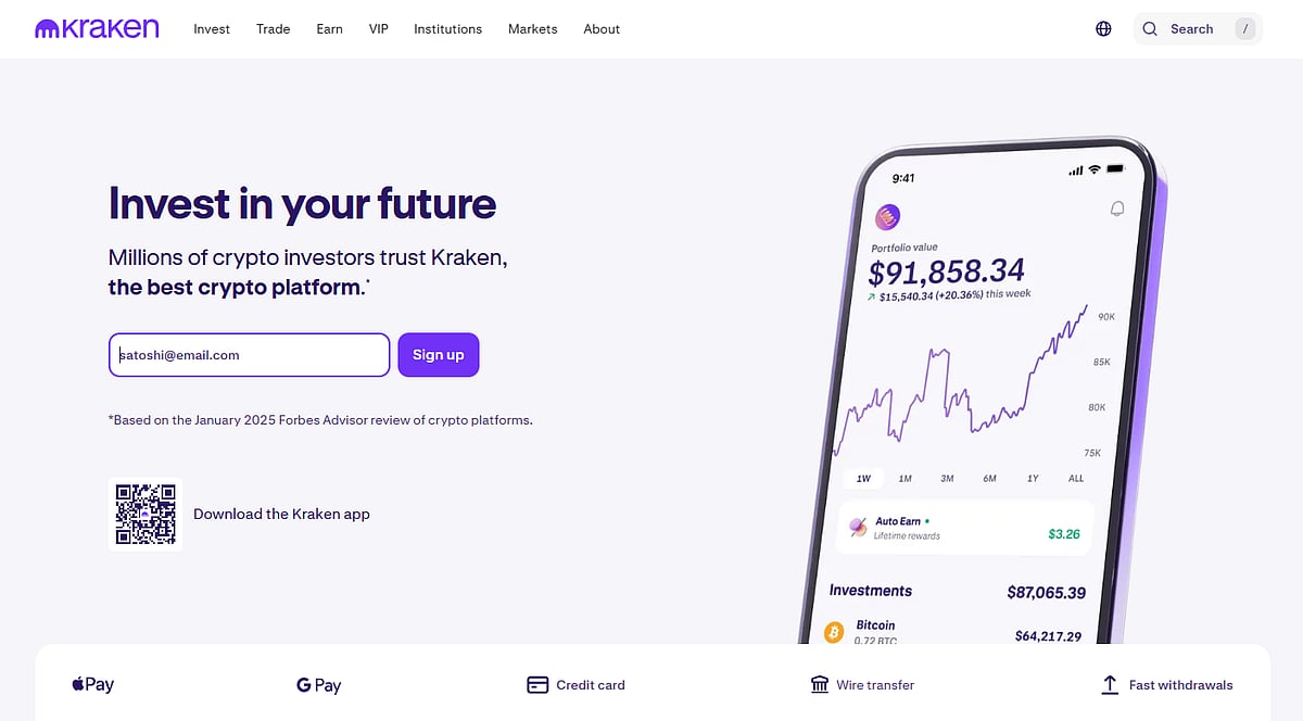 Kraken crypto exchange website
