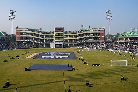 Fans during Argentine footballer Lionel Messi's event as part of his 'GOAT India Tour 2025', at Arun Jaitley Stadium, in New Delhi.
