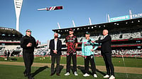 X/BBL : Captains at the bat flip for the Big Bash League 2025-26 match between Melbourne Renegades and Brisbane Heat.