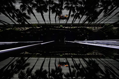 McLaren driver Oscar Piastri of Australia drives during a practice session at the F1 Las Vegas Grand Prix auto race, Nov. 20, 2025 in Las Vegas. 