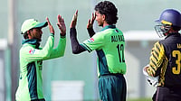 | Photo: X/ACCMedia1 : Pakistan U19 players celebrate a wicket during their ACC U19 Asia Cup match against Malaysia on December 12, 2025.