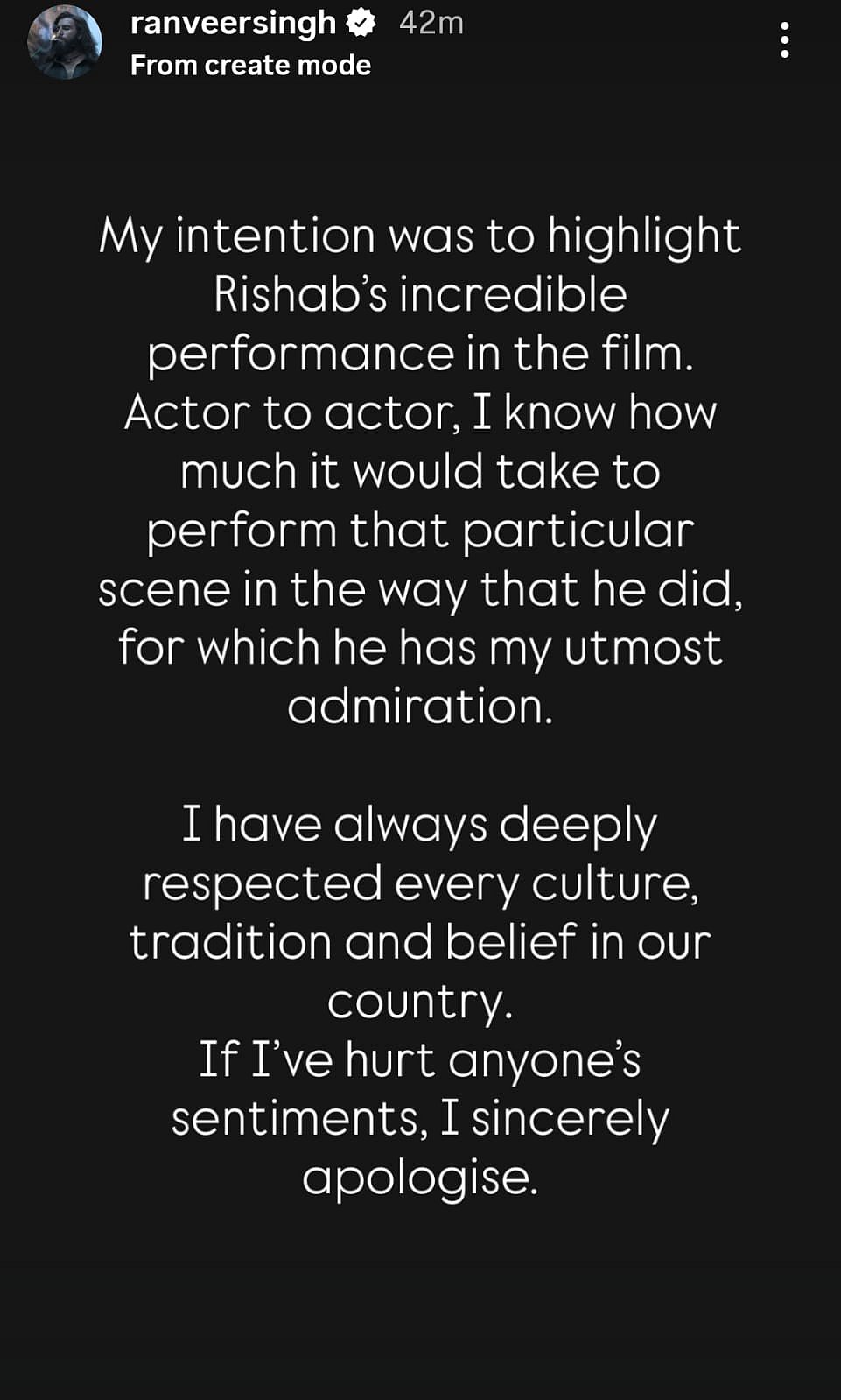 Ranveer Singhs apology