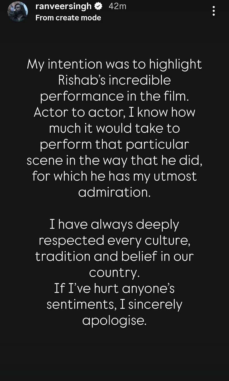 Ranveer Singhs apology