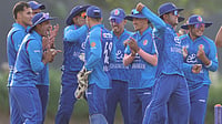 | Photo: X/ACBofficials : Afghanistan U19 players celebrate a wicket during the ACC U19 Asia Cup match against Sri Lanka U19 on December 15, 2025.
