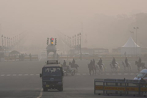 The President's Bodyguards (PSG) arrive at Raisina Hill on a smoggy winter morning, in New Delhi.