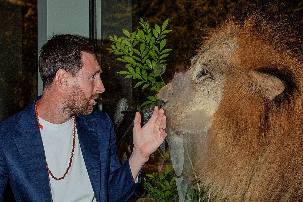 Argentine footballer Lionel Messi during a visit at Vantara, a wildlife rescue, rehabilitation and conservation centre, in Jamnagar, Gujarat.  - | Photo: Vantara via PTI