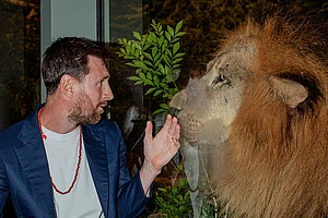 | Photo: Vantara via PTI : Argentine footballer Lionel Messi during a visit at Vantara, a wildlife rescue, rehabilitation and conservation centre, in Jamnagar, Gujarat.