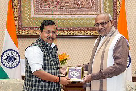 Vice President CP Radhakrishnan meets BJP National Working President Nitin Nabin, in New Delhi. 