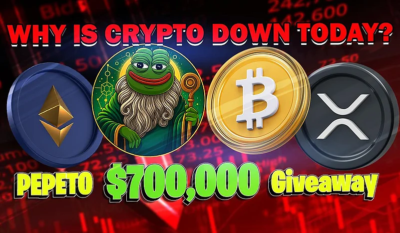Crypto ad with Pepe, Bitcoin, Ethereum, XRP, and a giveaway