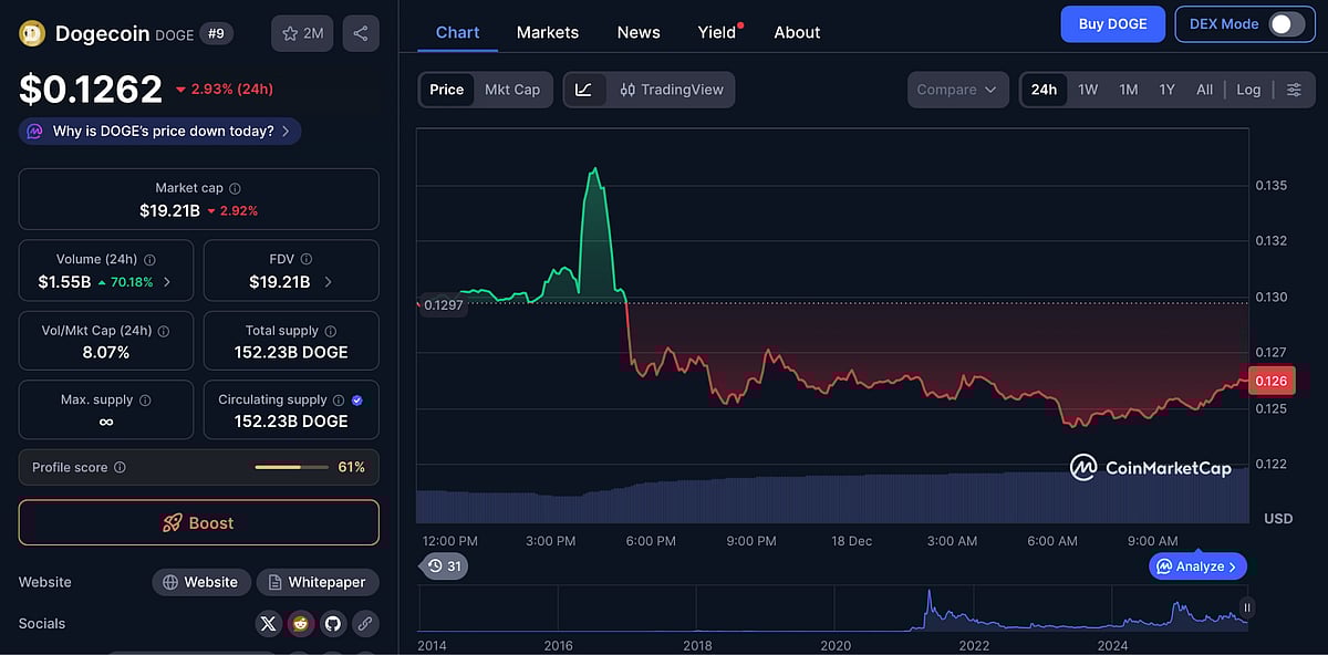 Dogecoin price chart
