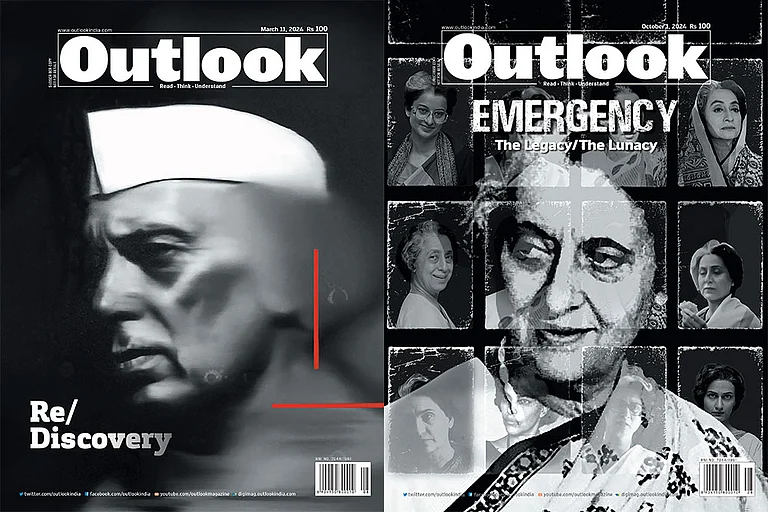 Nehru and the Unseen Lion: (Left) In a post-truth world of politics, it is a necessary intervention to talk about the good and the bad both and about the context of the times that Jawaharlal Nehru belonged to. (Right) The Emergency has been invoked many times and there are a lot of stories from those days. Outlook recounts them and looks at the continuing political rhetoric surrounding the Emergency - null
