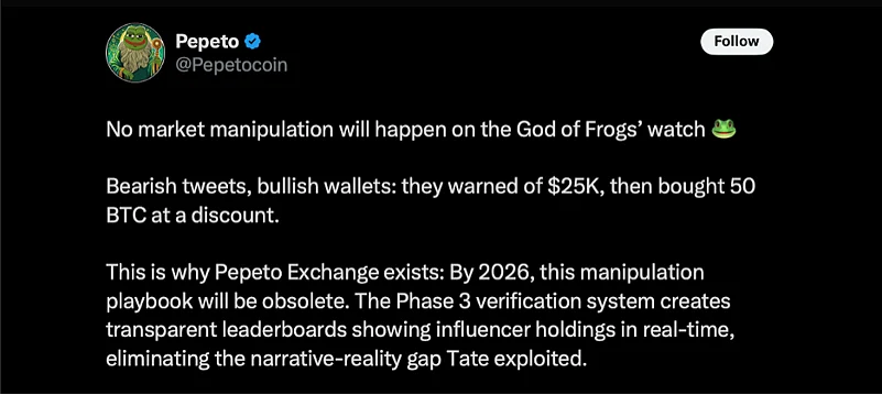 Pepeto tweet