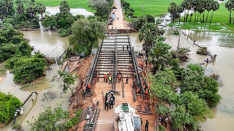 Indian Army’s Engineer Task Force commences the launch of a 120-foot Dual Carriageway Bailey Bridge to restore vital road connectivity in Jaffna, Sri Lanka. 
