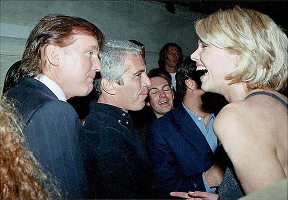 Epstein photo release by House Oversight Committee Donald Trump, Jeffrey Epstein and a woman speaking at an undated event - IMAGO / Capital Pictures