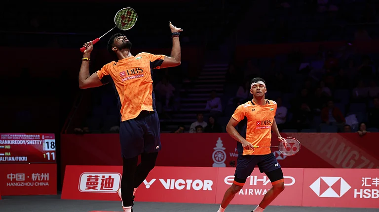 Satwik-Chirag Vs Liang-Wang Live Score, BWF World Tour Finals 2025 Semi-Final: The India duo beat Paris 2024 bronze medalists Aaron Chia and Soh Wooi Yik in their previous outing. - Photo: BWF/Badminton Photo